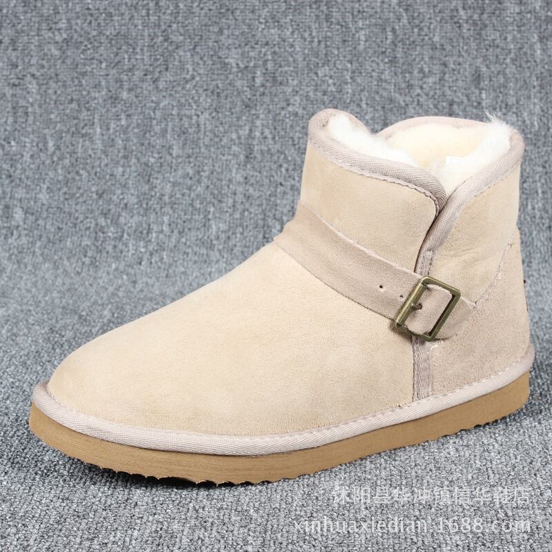 【新作】【送料無料】 Gu Yue5855ローカットシープスキンとファーのワンピースバックルブーツ男性と女性の腱底フラットラージサイズウィンターブーツ発売中-アリババ 靴 シューズ 大きめサイズ 冬物 10b183058584597
