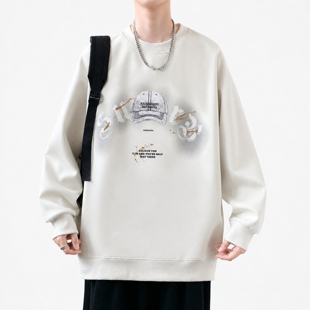オーバーサイズ グラフィックプリント スウェットシャツ af0583