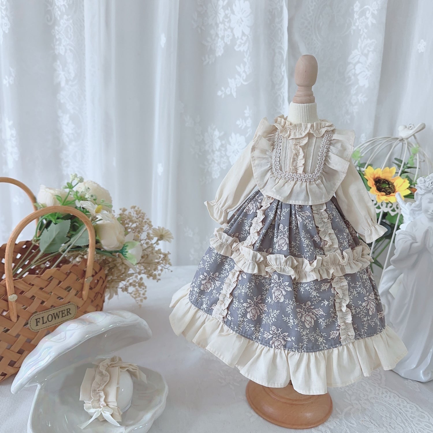 幼SD衣装★ 薔薇と紅茶染めレースのドレス 幼SD衣装☆ 薔薇と紅茶染めレースのドレス