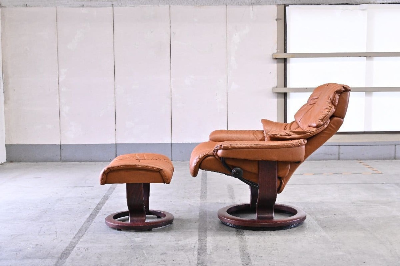 EKORNES 「タンパ」リクライニングチェア 35万 本革 ストレスレスチェア オットマンセット パーソナル 1Pソファ エコーネス【中古家具/中古インテリア/USED家具ユーズド家具/リサイクル】