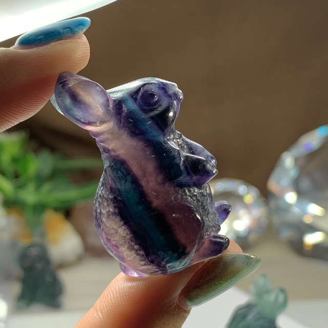 在庫SALE☆フローライトうさぎさん・ペアセット