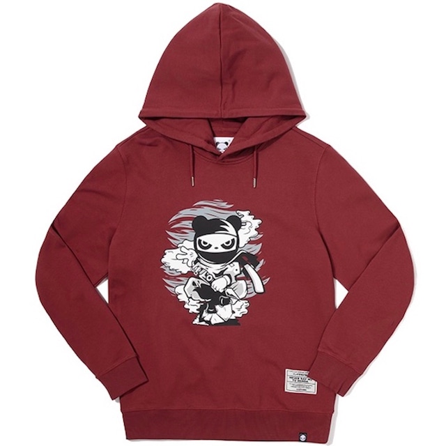 SALE 送料無料【HIPANDA ハイパンダ】レディース フーディー スウェット WOMEN'S NINJA BIG SIZE HOODIE SWEAT SHIRT / WINE RED・BLACK