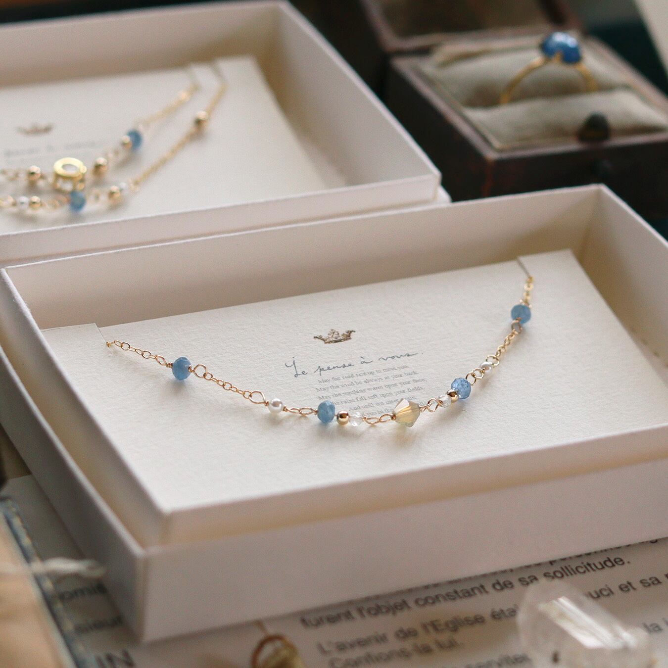 Jardinカイヤナイト・トパーズ/11月誕生石・14KGFブレスレット