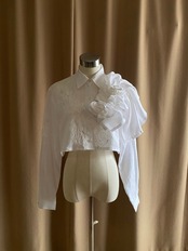 front frill design remake linen shirt-4188-6