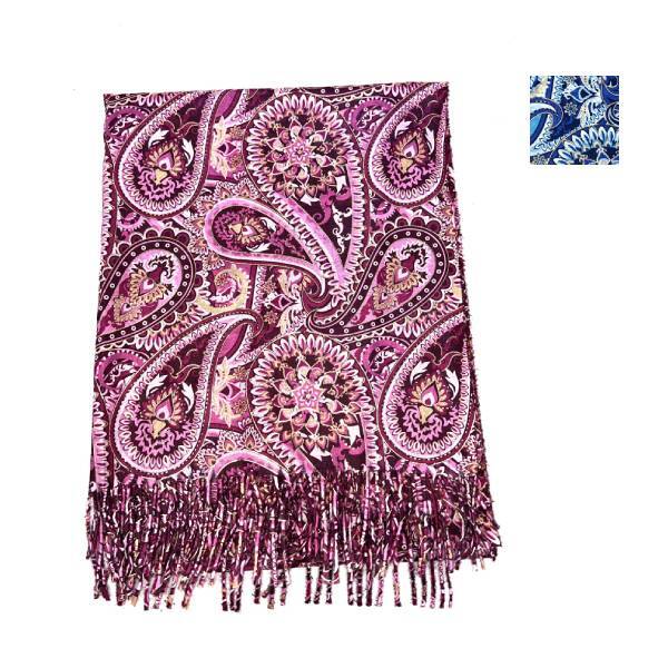 ペイズリー柄×ゴールド箔プリントストール 大判ストール ユニセックス