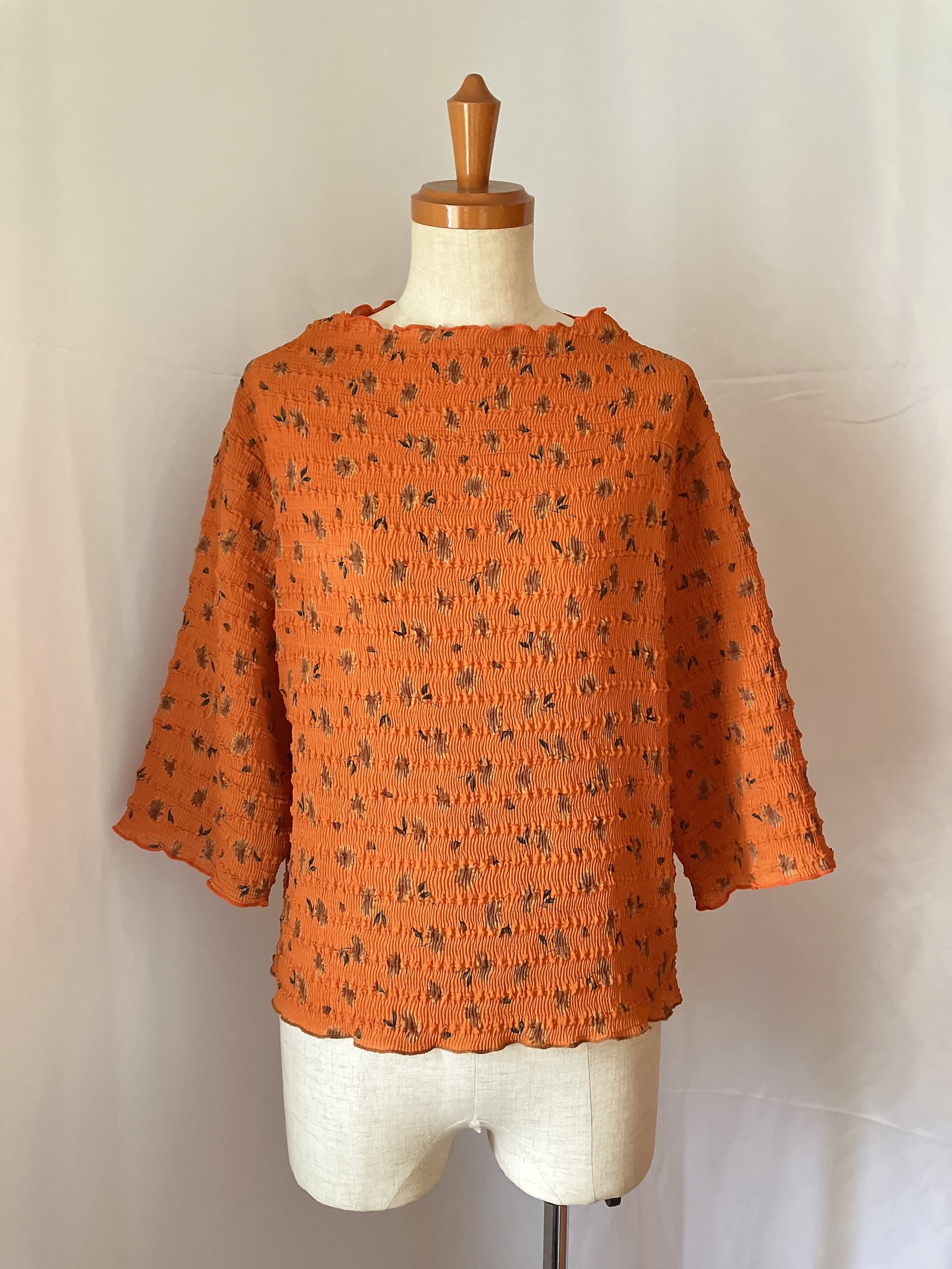 used レトロ オレンジ 花柄 トップス 古着 ヴィンテージ vintage used レトロ オレンジ 花柄 トップス 古着 ヴィンテージ vintage