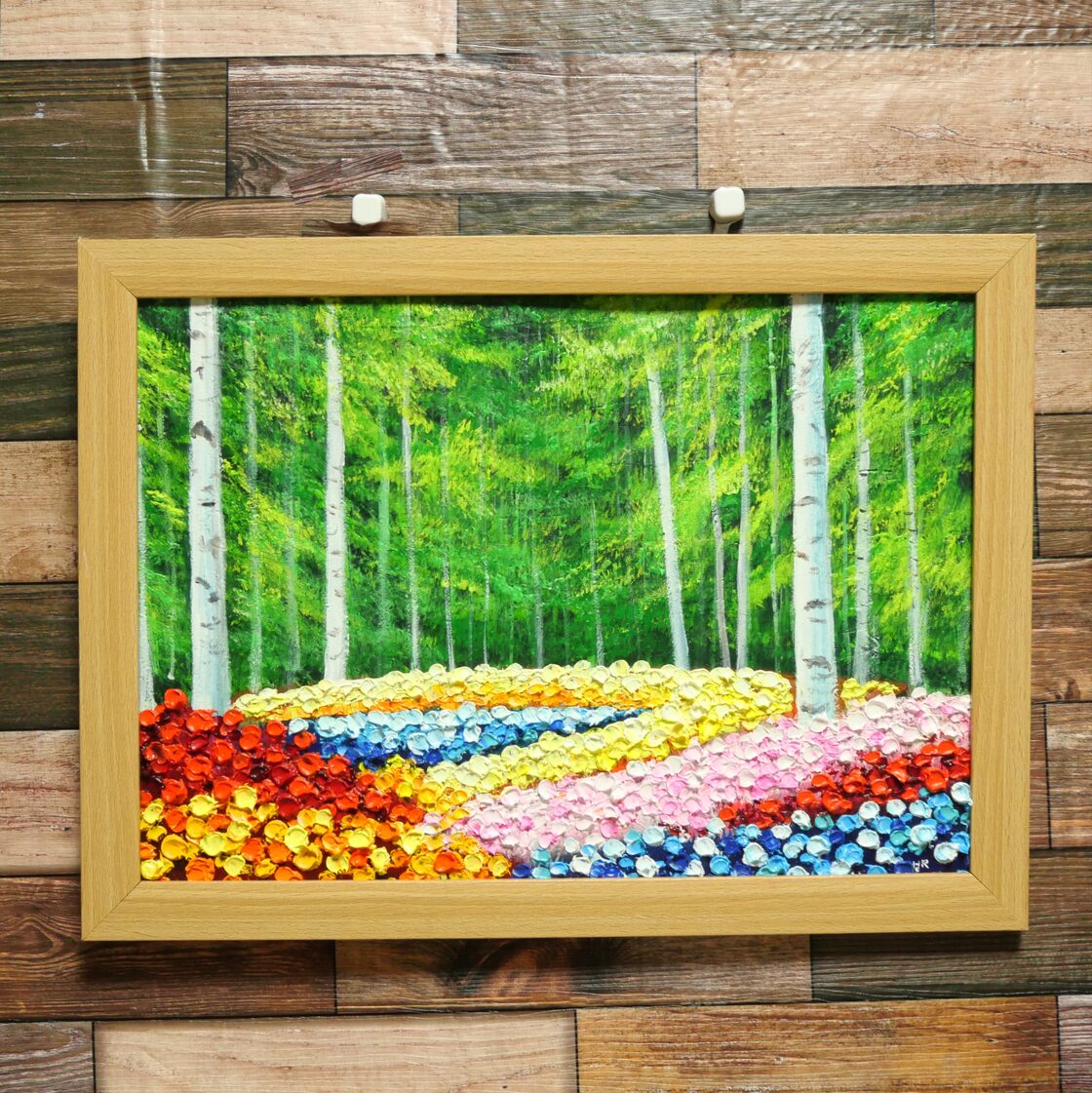 油絵 絵画 【白樺の花畑】 | Pay ID