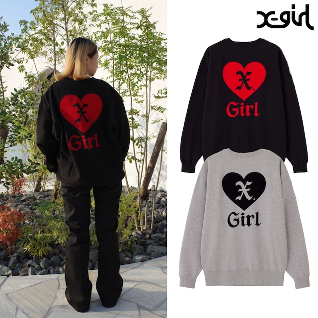 【X-girl】HEART CREWNECK SWEAT TOP【エックスガール】