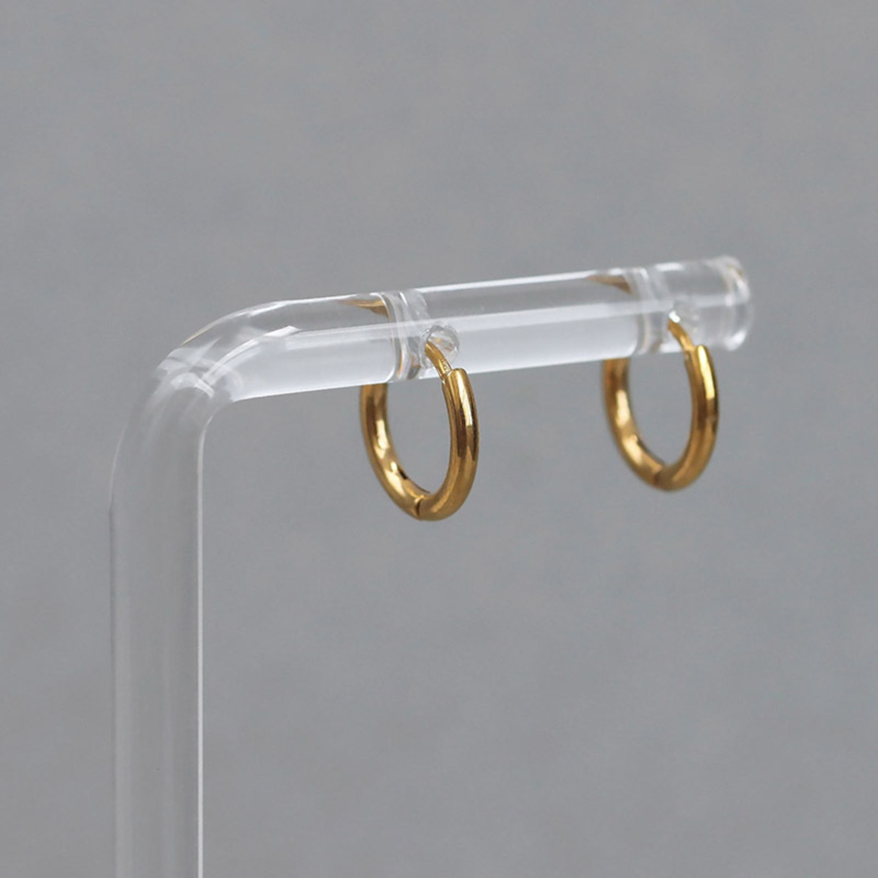【ネコポス便】　ピアス 選べるサイズ フープピアス 金属アレルギー ステンレス K18 キュービックジルコニア フープピアス リングピアス パヴェ 6mm 8mm 10mm  2302