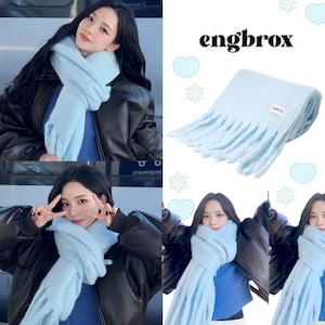 !!BLUE再入庫しました!!★aespa カリナ 着用!!【ENGBROX】cotton candy muffler - blue