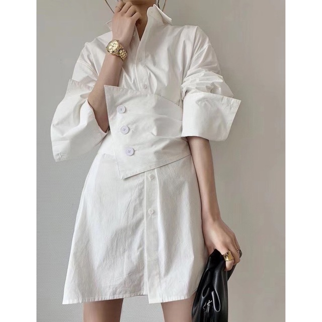 Wrap Style  Shirt Onepiece L00442