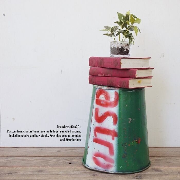 ドラム缶をリメイクした ゴミ箱 30cm A スチール製 ダストボックス