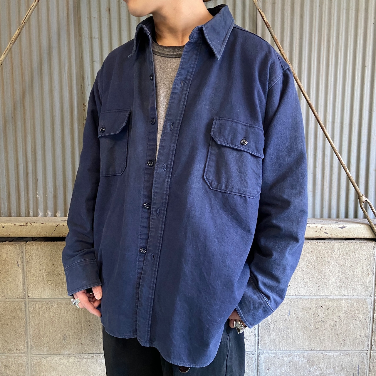 70年代 WOOLRICH ウールリッチ 無地 シャモアクロスシャツ 長袖シャツ 