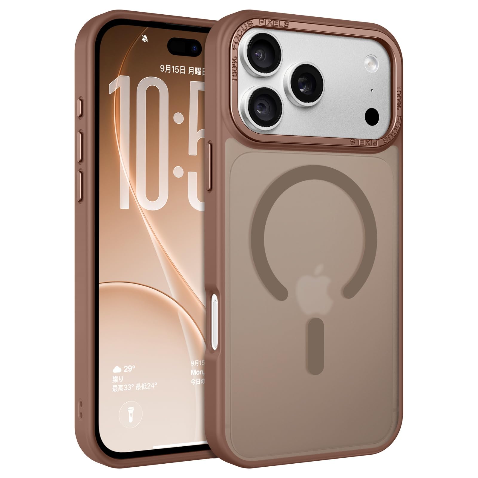 YINLAI iPhone 18 Pro 対応 / 17 Pro 互換可能 ケース カバー スマホケース マグネット 耐衝撃 半透明 ブラウン