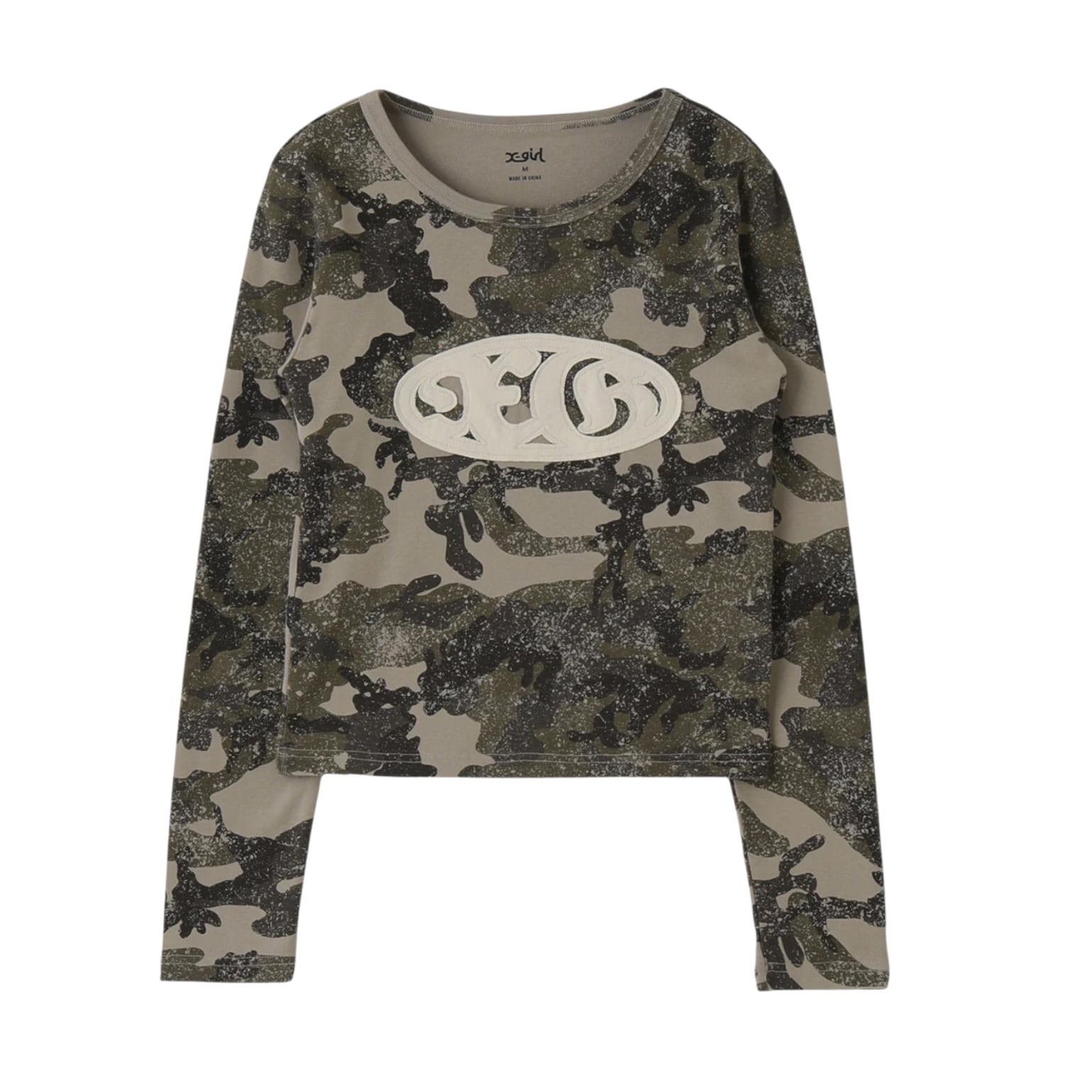 【x-girl】OVAL LOGO PATCH L/S COMPACT TOP【エックスガール】