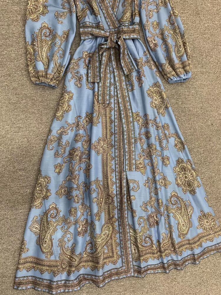 ブルー ワンピース ｖネック セクシー エキゾチック One Piece Natural Summer Autumn Antoinette