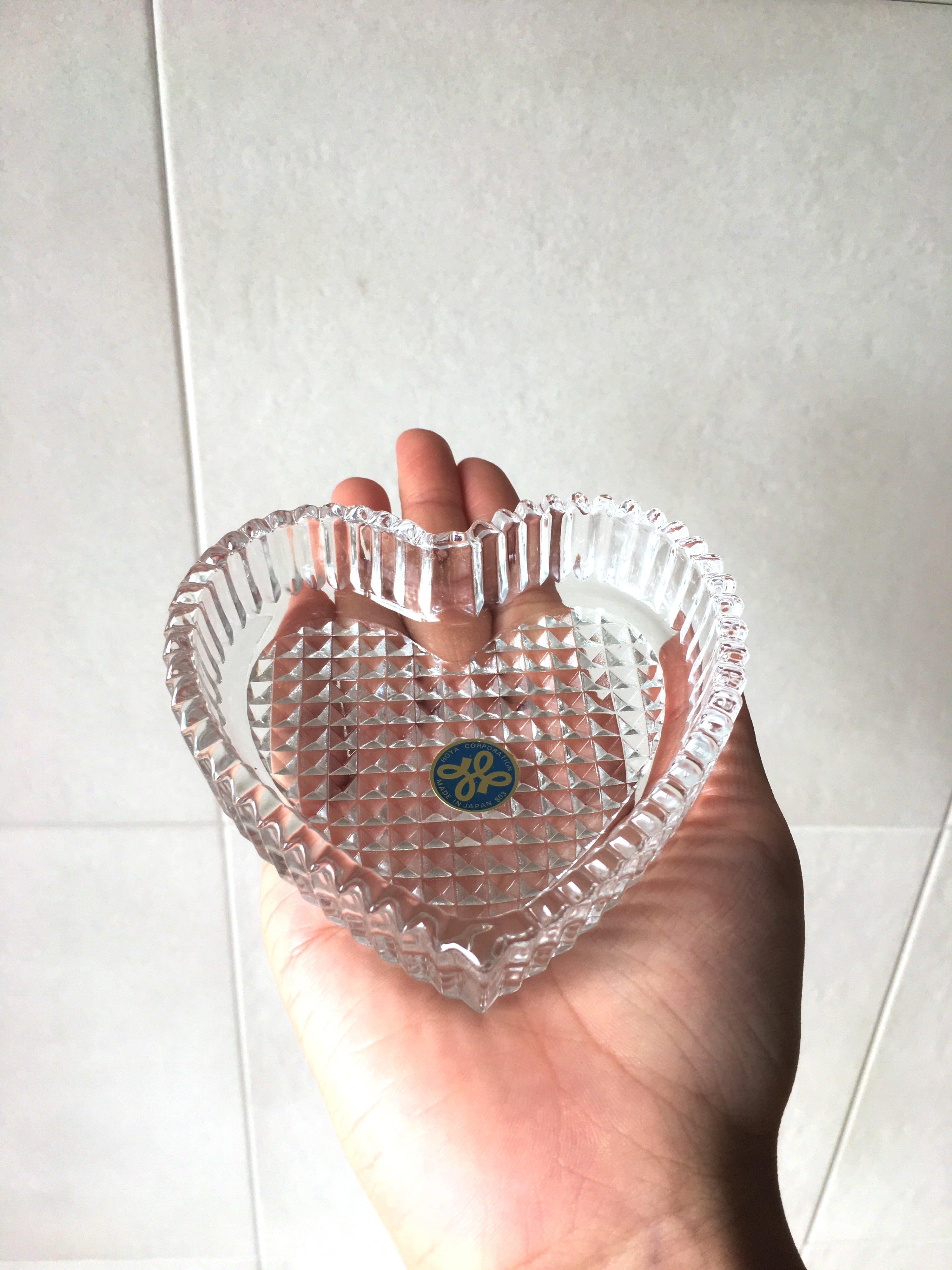 【北欧ビンテージ】ヤーカニエミ　ガラスオブジェ(ハート) デンマーク製 Holmegaard ガラスハートオーナメント（8.8cm）北欧