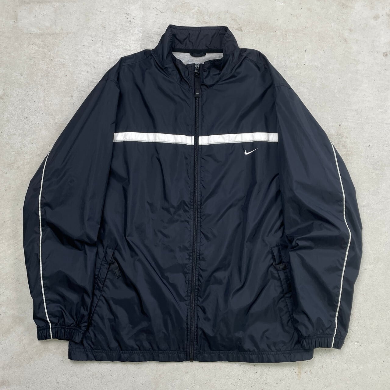 い古着NIKEナイキトラックジャケット黒ブラックブルーブルゾンスウォッシュ 4e82a1951b80cd82b01e106814fa37