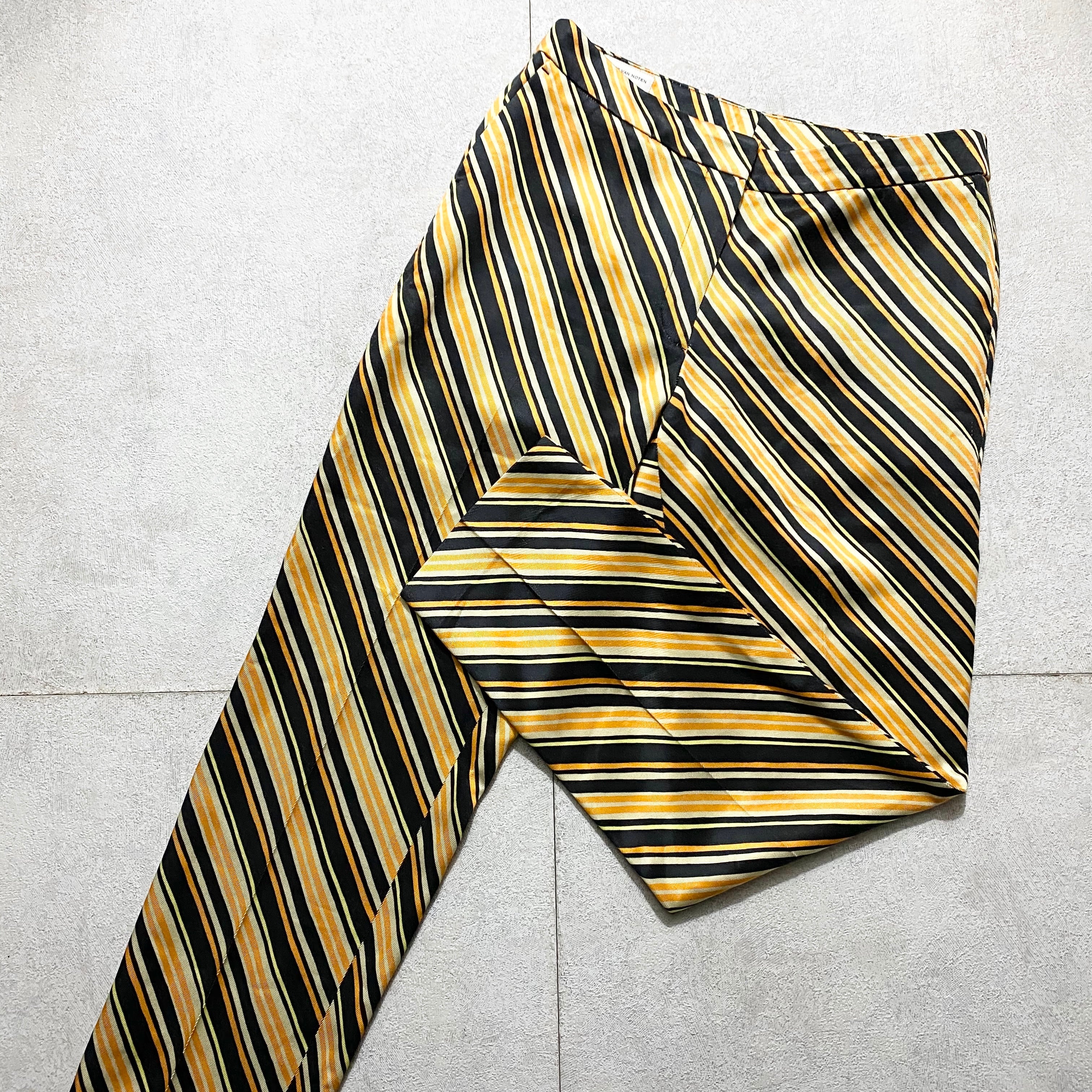 DRIES VAN NOTEN tiger color stripe rayon pants | NOIR ONLINE