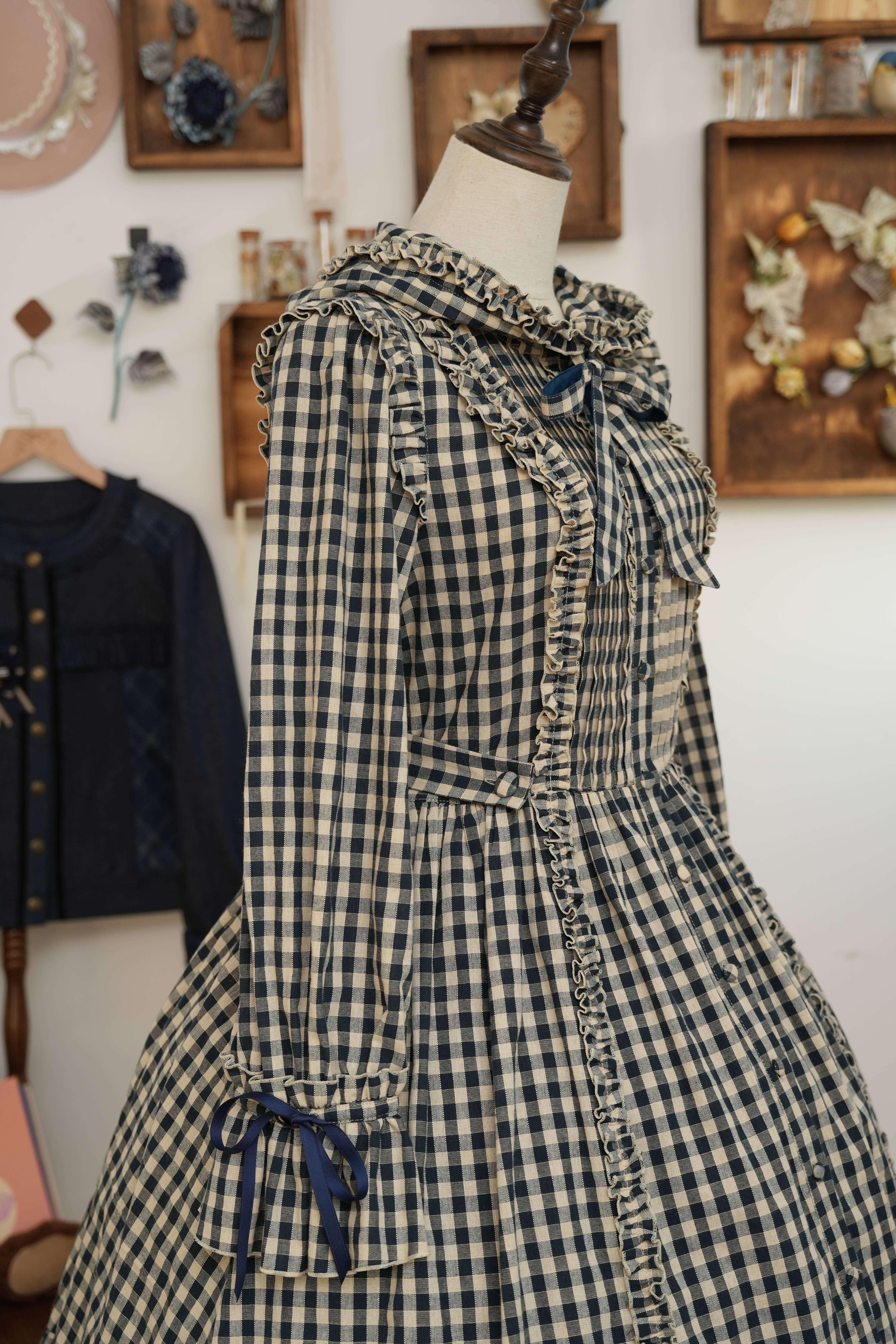 シーソルトマキアート デニムチェック リボンワンピース | HoshibakoWorks