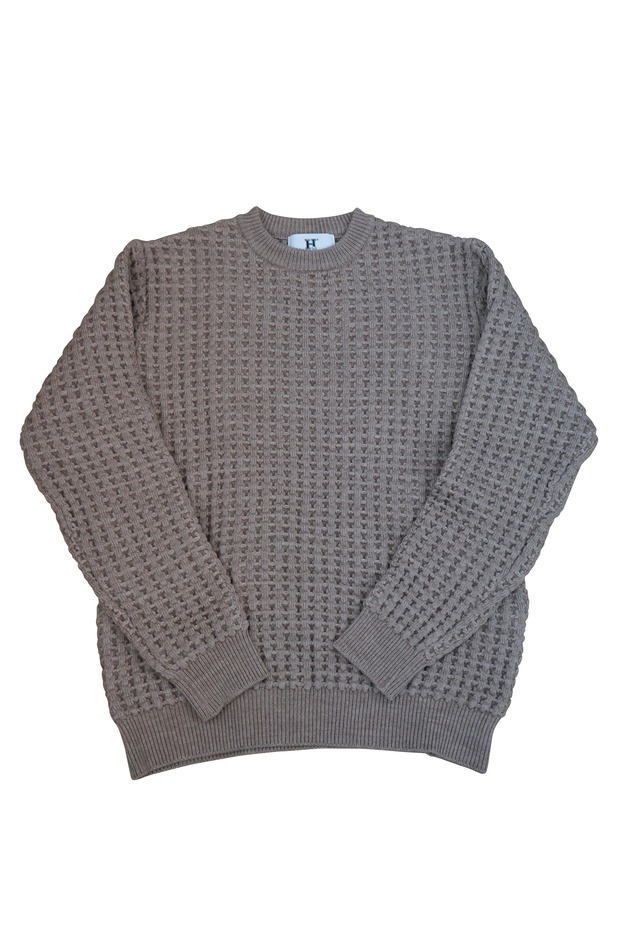 WOOL THERMAL KNIT (BIG WAFFLE)  BEIGE