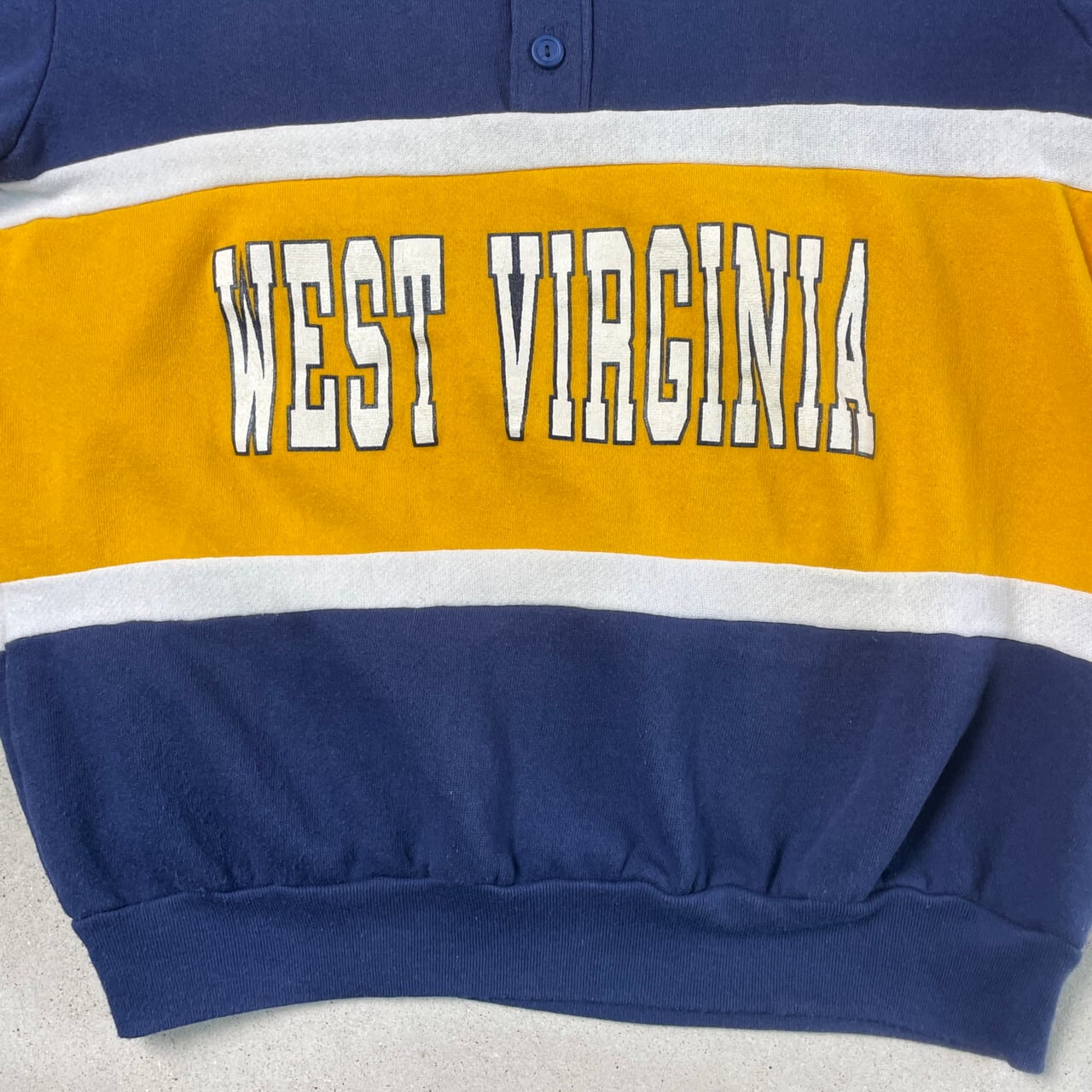 90年代 USA製 Nutmeg Mills プリント スウェットポロシャツ カレッジ