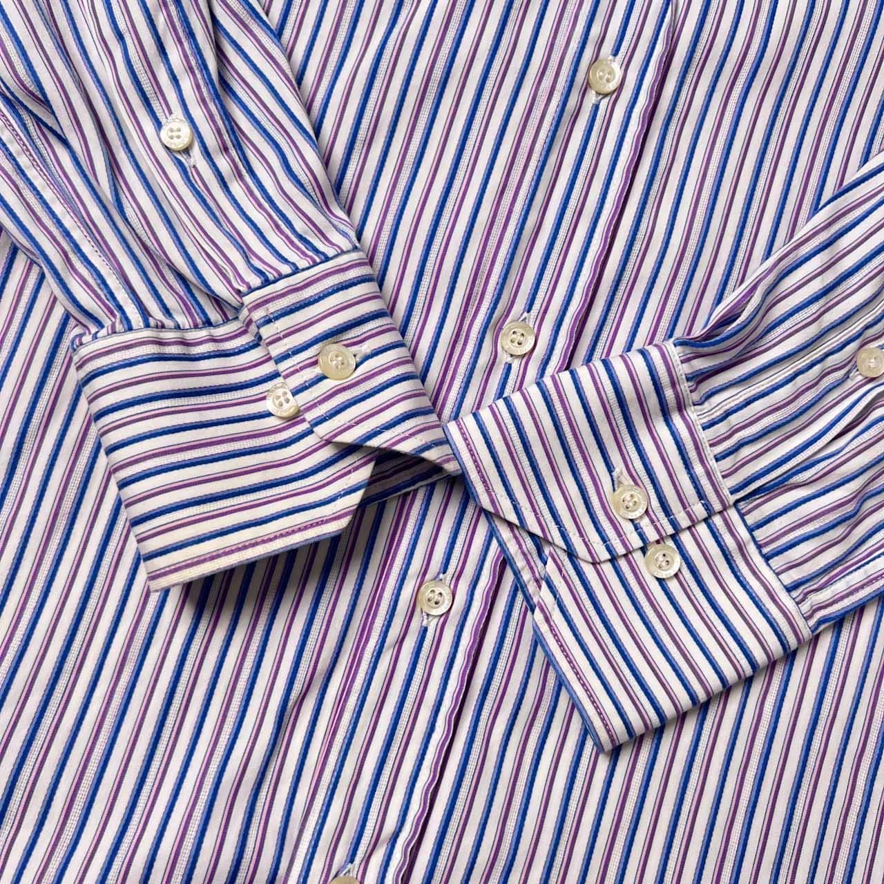 イタリア製 ETRO エトロ ストライプ BD ボタンダウン 長袖シャツ パープル系 メンズ