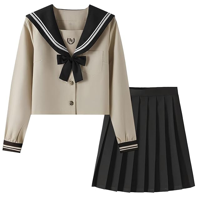 Mrinoyumeセーラー服 コスプレ 半袖 大きいサイズ 長袖 グレーの襟 2色