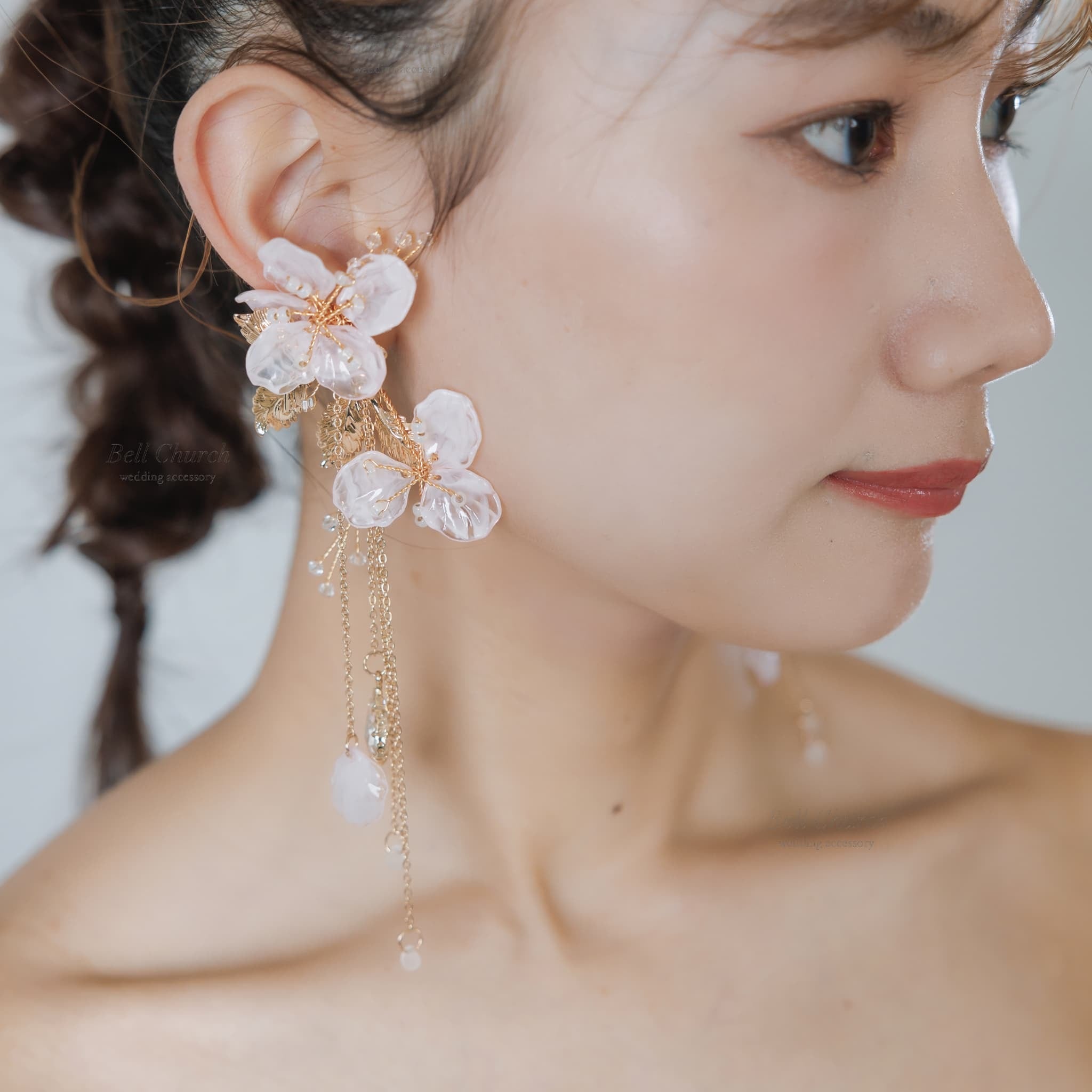 ウェディングピアス イヤリング｜ビーズ ビジュー｜お花 フラワー