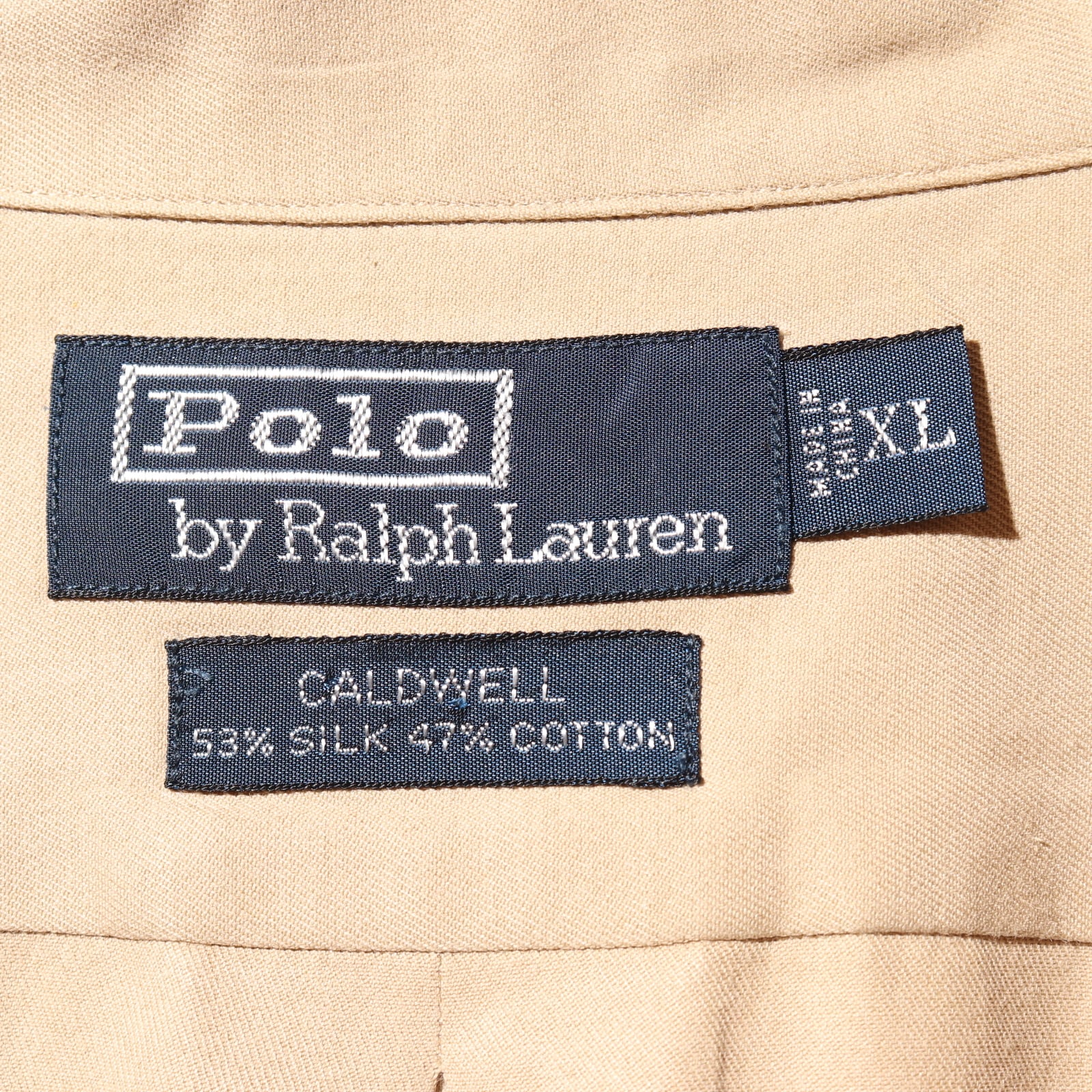 極美品 XL 完全無地 ベージュ シルクコットン Caldwell ポロラルフ 