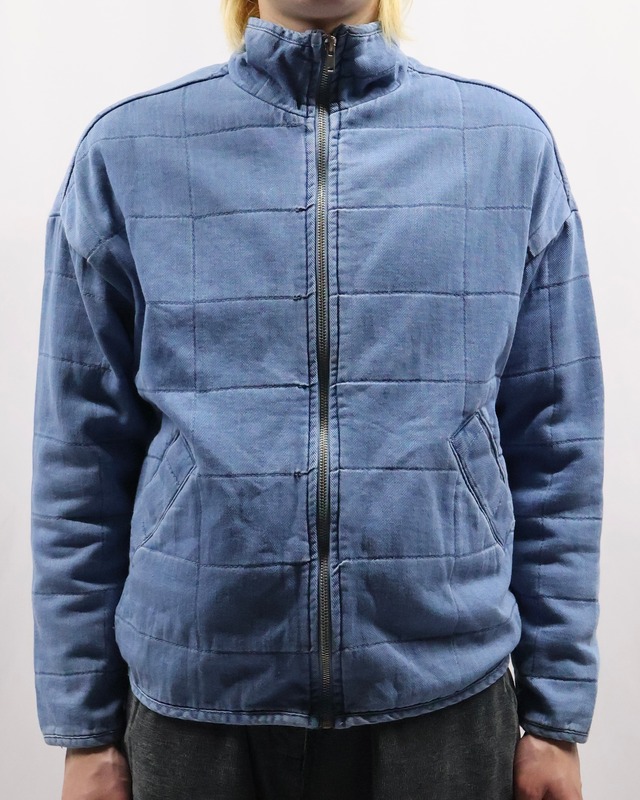 stitched design zip up denim blouson