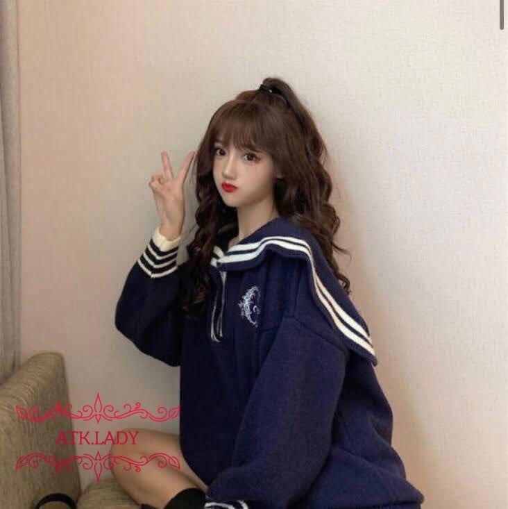 ATK.LADY】M74 セーラーカラー ニット 薄い セーター ビック big