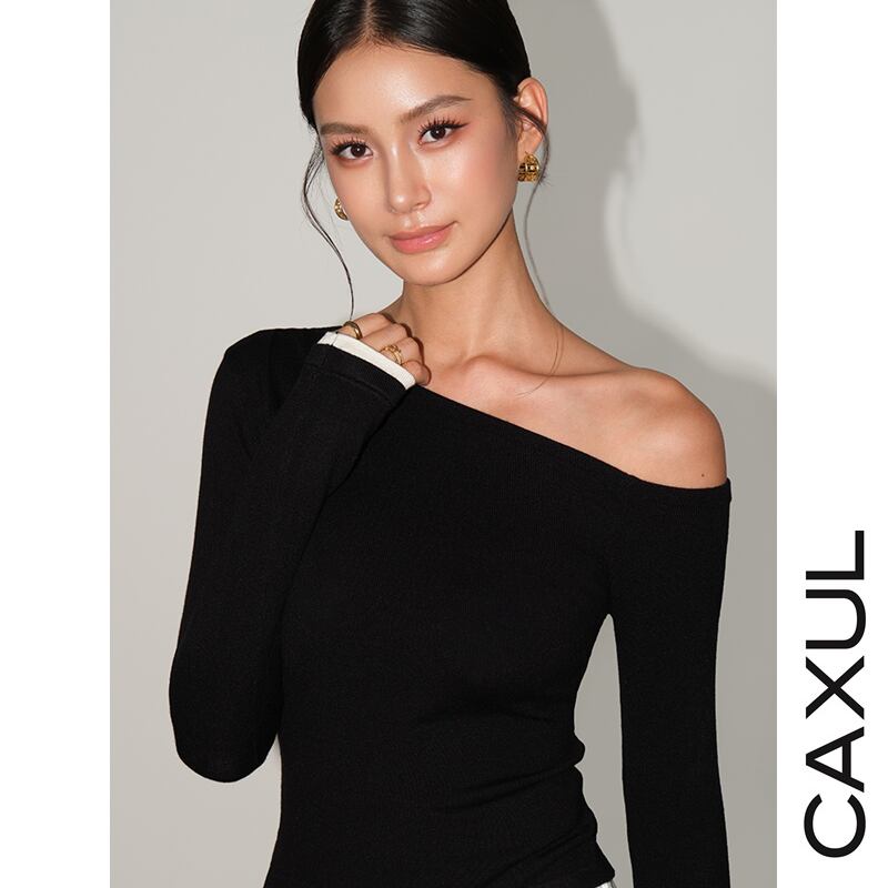 シルク混 アシンメトリー トップス/3color | CAXUL