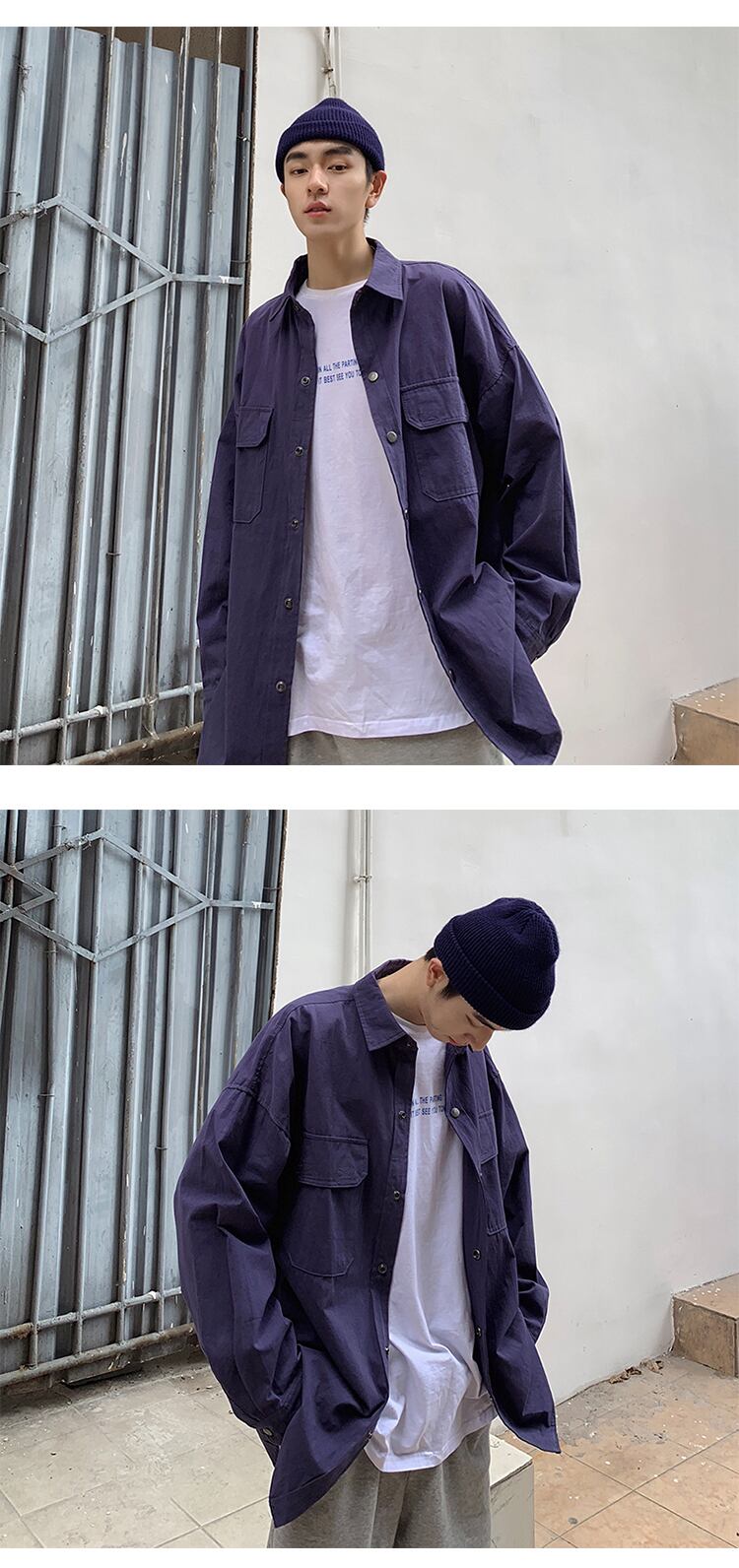 全3色 シャツ トップス 無地 カジュアル シンプル 羽織 長袖