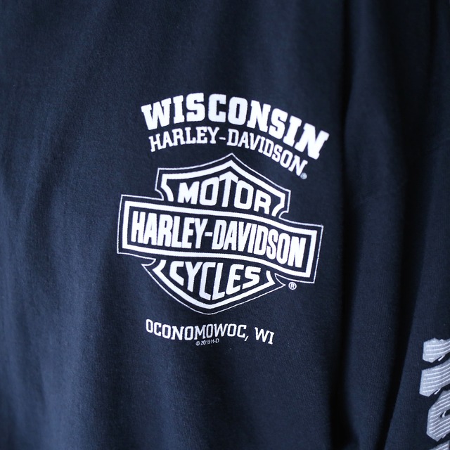 "HARLEY-DAVIDSON" front and back and sleeve printed XXL l/s tee