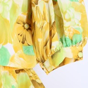 【美品 社交ダンス衣装】イエロー Chacott チャコット 上下セット ツーピース 黄色 花柄 スカート ブラウス 華やか 軽い