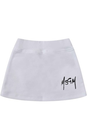 【MSGM】ホワイトBABYGIRLスカート、ブラックロゴ
