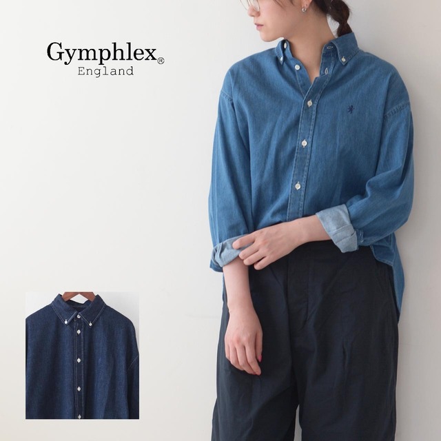 Gymphlex  [ジムフレックス] W SHORT B.D. SHIRT L/S [GY-B0198SDM] ショートボタンダウンシャツロングスリーブ・デニムシャツ・長袖デニムシャツ・ボタンダウンシャツ・羽織・LADY'S [2023AW]