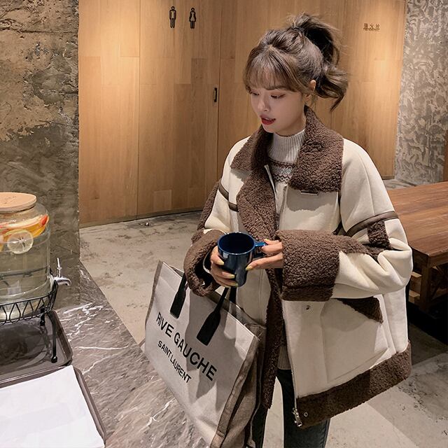 予約販売】コート レディース 秋冬 バイカラージャケット ボア 裏ボア