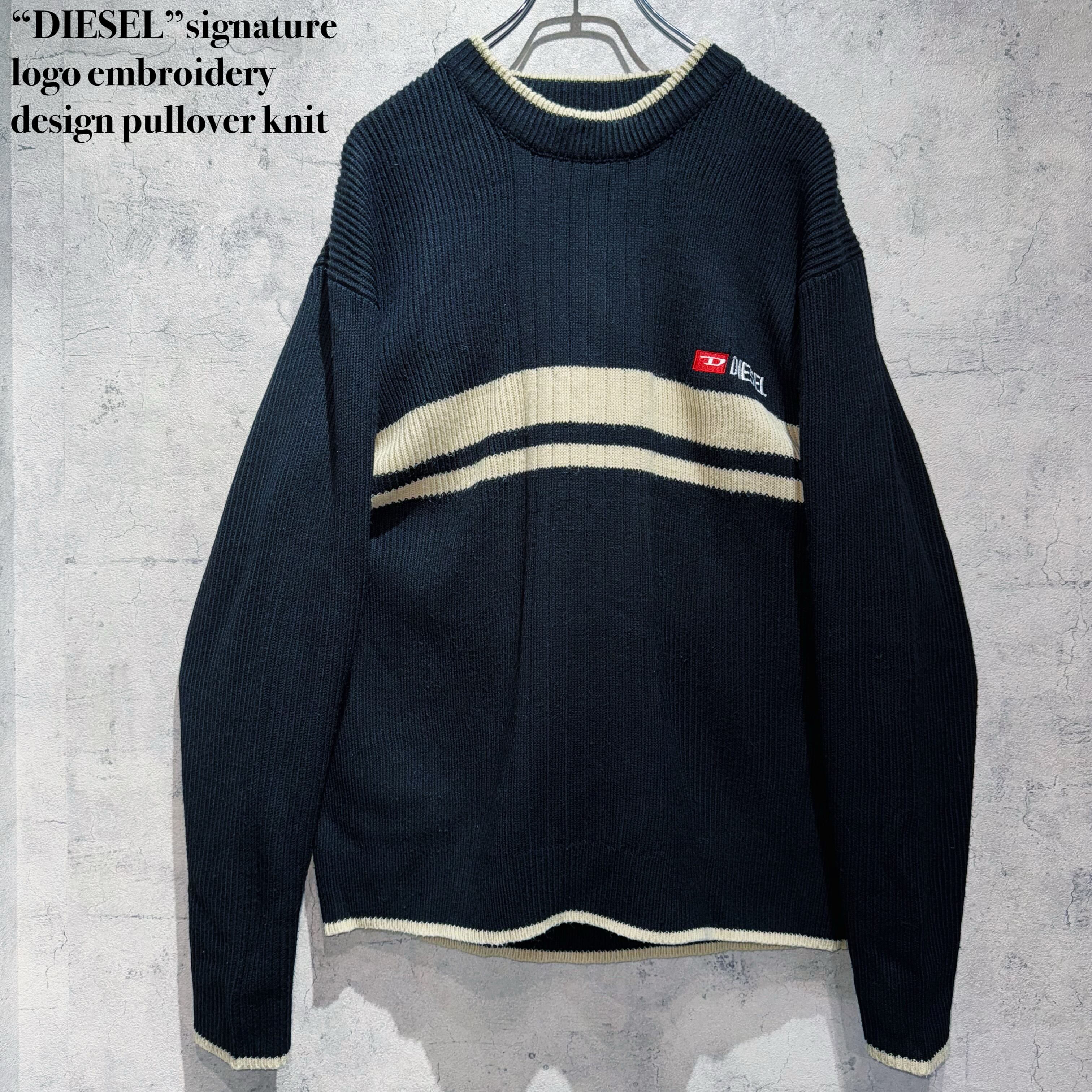 “DIESEL”signature logo embroidery design pullover knit