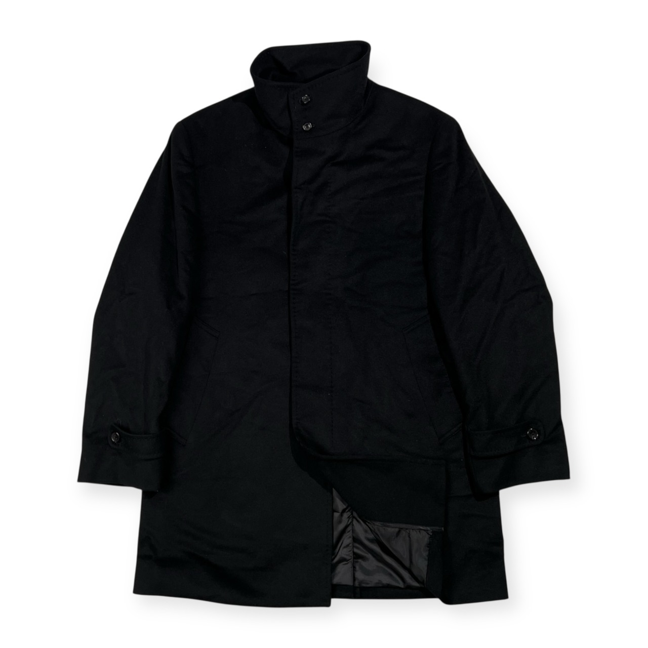 カシミヤ100% 高級 ROBERTA MICHETTI ロベルタ ミケッティ 比翼 コート サイズ L /黒/ブラック/メンズ/カシミア