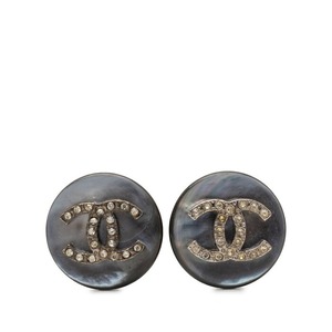 シャネル ココマーク ヴィンテージ ラウンド 丸形 イヤリング ブラック メタル ラインストーン シェル レディース CHANEL 【中古】