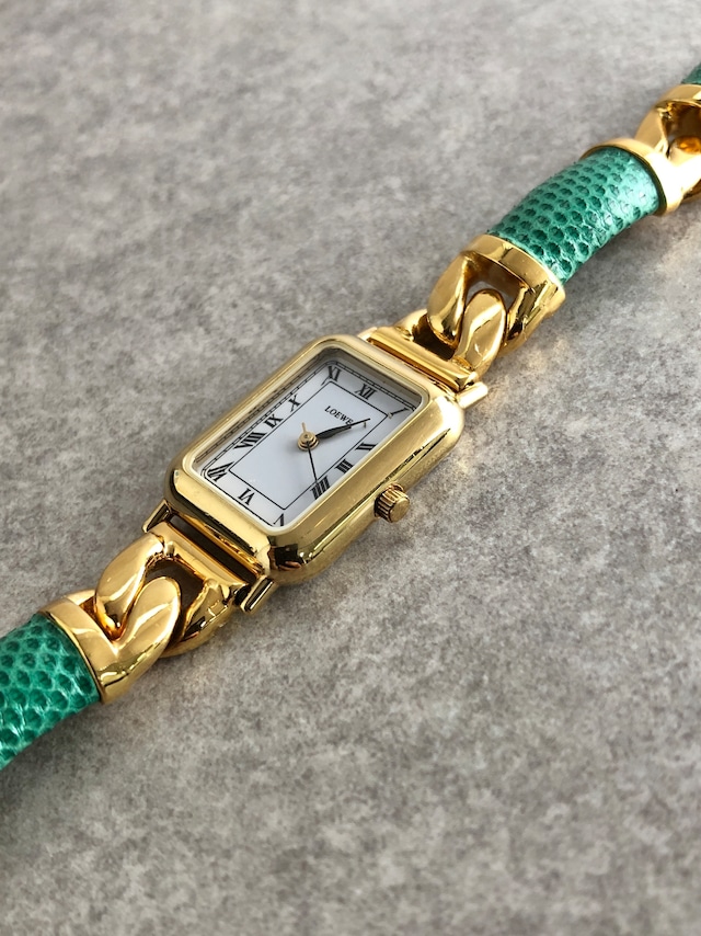 LOEWE ロエベ 腕時計 グリーン ゴールド ローマ ステンレススチール vintage ヴィンテージ オールド c27tnu