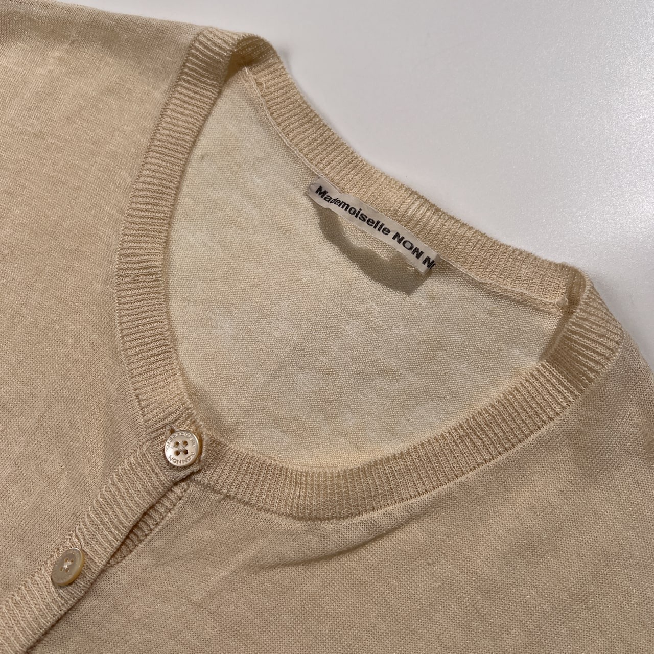 Mademoiselle NON NON マドモアゼルノンノン ロング リネン ニット カーディガン サイズ 38 M /ベージュ系/サマーニット/麻素材