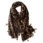 WHITE FANG(ホワイトファング) ストール スカーフ 大判 ヒョウ柄 アニマル おしゃれ カジュアル レディース MA036 (02:ブラウン)