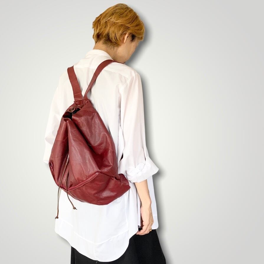 ZOZOTTE leather remake ruck sack / レザー リメイクリュックサック / ワイン