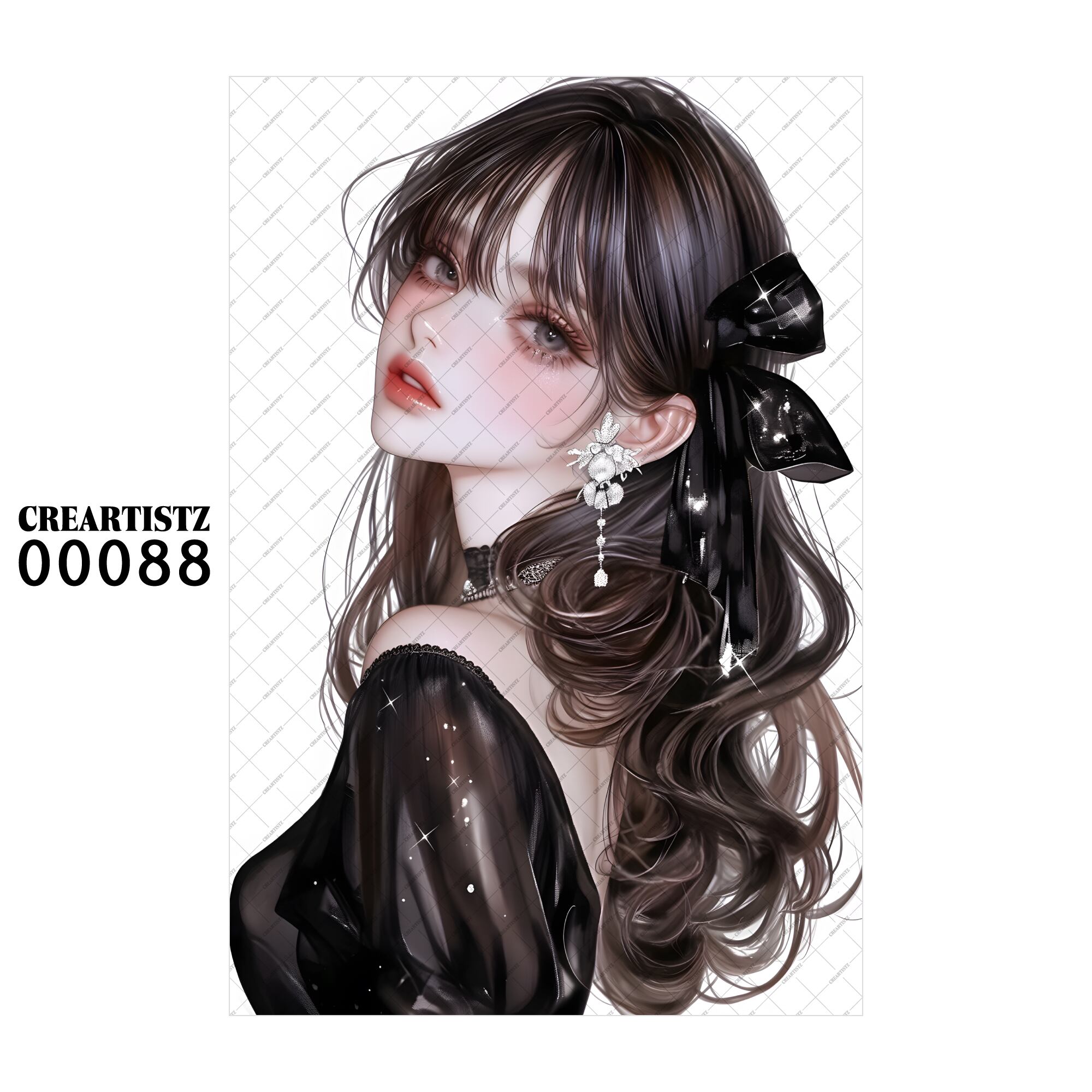 00088 ガール キュート オリジナル ペーパー/ステッカー 4枚セット CREARTISTZ