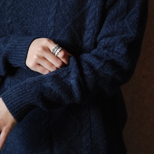 OSBORNE lambswool cable knit sweater - navy - / Belgium