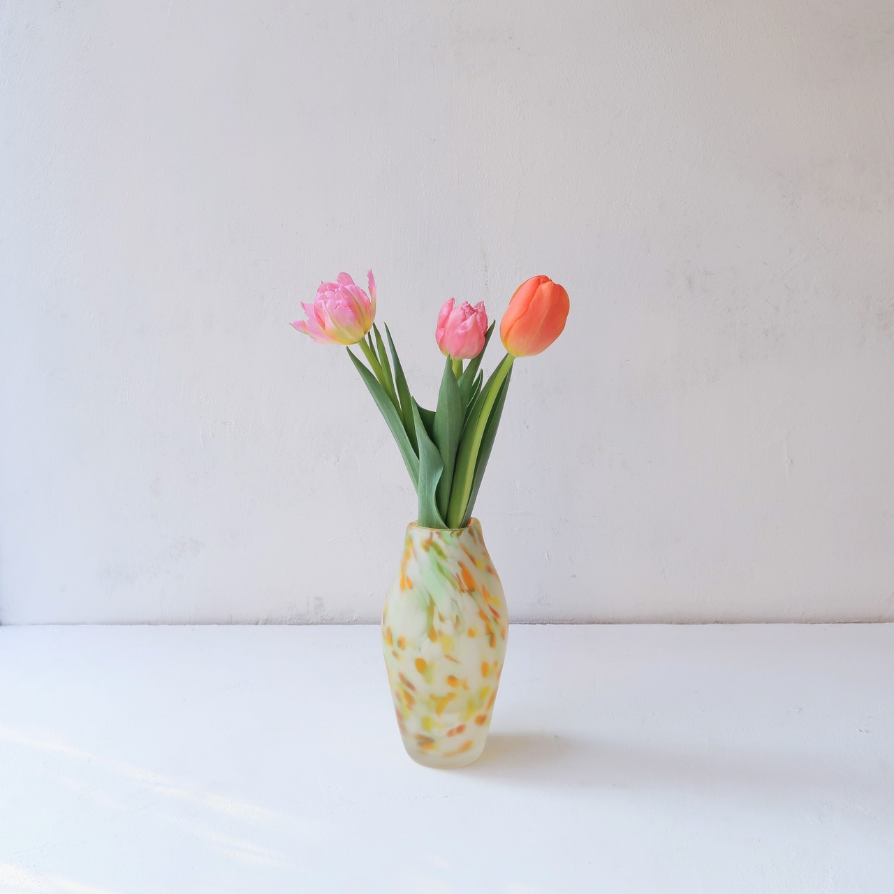 オレンジイエローマーブルの花瓶