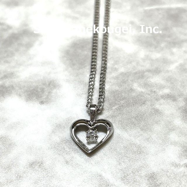 【日本製】SIGNITYキュービックジルコニア使用★輝き自慢CZ★ハートSILVERペンダント/P-1013